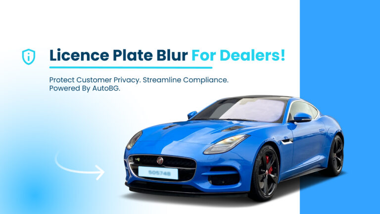 Car with blurred licence plate using AutoBG tool for privacy protection and dealership compliance